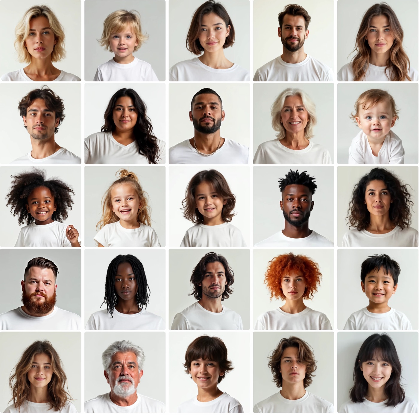 Grid of diverse brand models on a clean studio background
