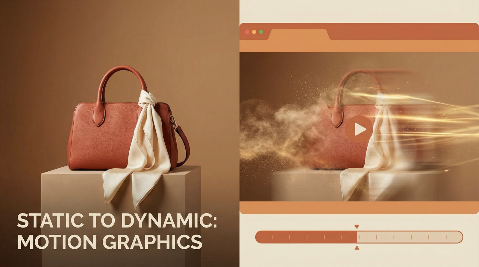 A static product photo turning into a dynamic motion video